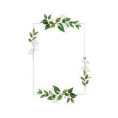Obraz premium Green leaves and white flowers frame isolated on transparent background