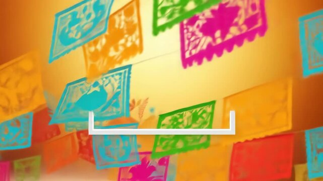 Hispanic heritage month celebration with colorful papel picado banner and flowers isolated on white background hispanic heritage month