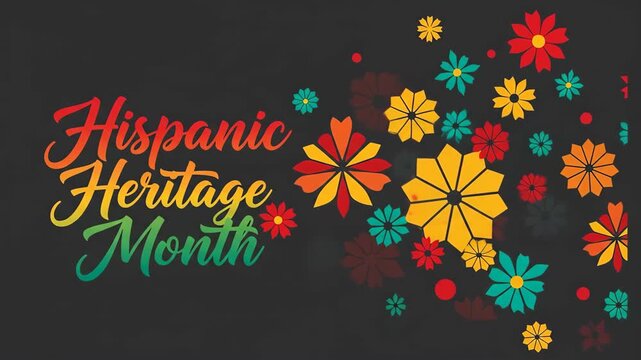 Celebrate hispanic heritage month with colorful floral design on dark background for banner or poster design hispanic heritage month