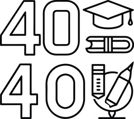 Education and e learning tools silhouette isolated on white background