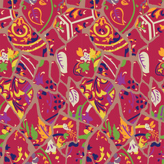 a colorful paisley pattern with blue and orange colors