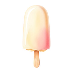 Delicious yellow and pink popsicle on a stick on transparent background