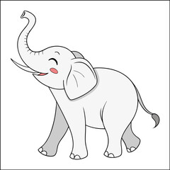 Doodle elephant outline simple cartoon