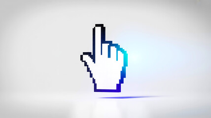 3D pixelated mouse cursor pointer with smooth blue gradient effect