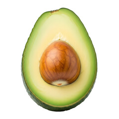 Half Avocado with Seed Isolated on Transparent Background for Design Use