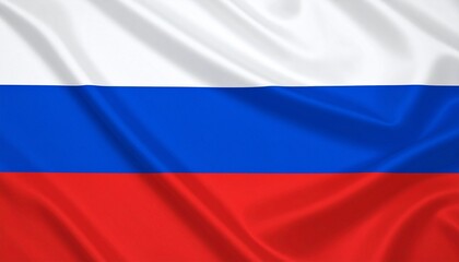 Naklejka premium Russia’s flag with white, blue, and red horizontal stripes, slightly wrinkled, symbolizing national identity, cultural heritage, and historical continuity.