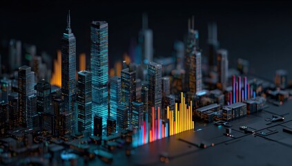 Futuristic city skyline, abstract design