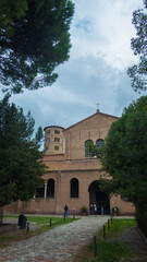 front view of the basilica of sant'apollinare in classe in ravenna, emilia romagna, italy