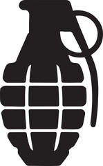 Grenade silhouette vector, military weapon design for defense, combat, and tactical projects.