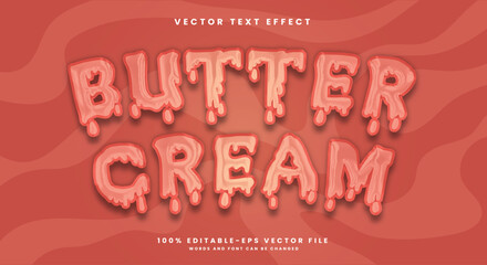Butter Cream 3d editable text effect template Suitable for sweet food products