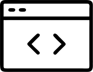 Minimal outline icon of a coding window with a cursor
