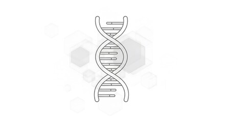 Elegant and minimalist vector line art of a DNA helix on a clean background with subtle geometric shapes