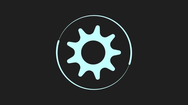 Black and white vector illustration of mechanical gears, cogs, and wheels arranged in a circular design on a white background