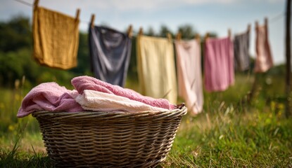 Colorful laundry drying outside