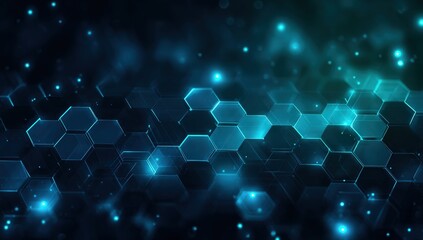 Abstract digital hexagons in dark blue and teal