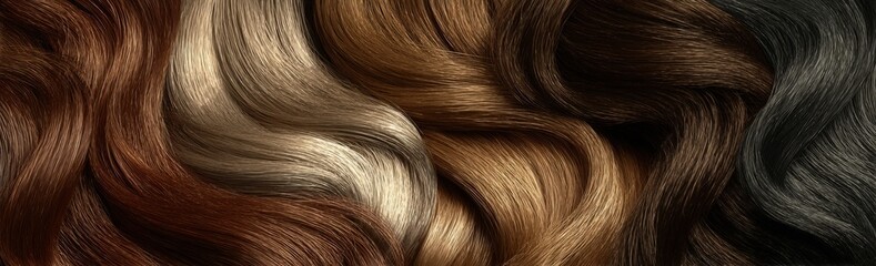 Fototapeta premium Close-up of various shades of wavy hair