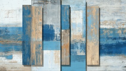 Abstract wall art with layered wood panels