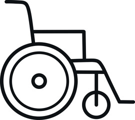 Minimalist line art icon of a classic wheelchair, perfect for accessibility apps, websites, and inclusive design.