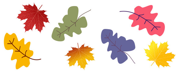 Set of autumn leaves in the wind on white background vector illustration EPS10