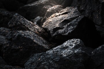 Close-up view of dark rocks