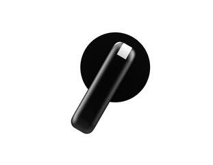 Industrial Style Black Control Knob - Precise 3D Rendered Rotary Switch for Hardware Components, Electronic Devices, and System Control. Sleek Dark Metallic Design Element with High Definition UIUX