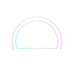 Glowing neon semicircle shape abstract design element with inner curve futuristic light symbol graphic isolated on transparent background