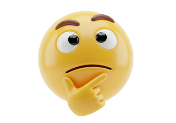 Fototapeta premium Thinking emoji isolated on transparent background