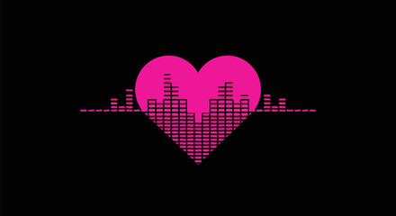 Pink Heart Sound Wave Graphic Design.
