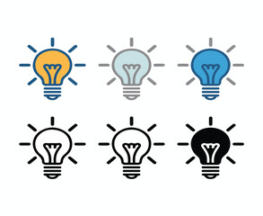 Creative light bulb icon sets, a vector illustration of innovation and brilliant ideas