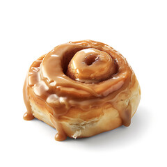 Fototapeta premium Caramel-Drizzled Cinnamon Roll with Golden Glaze