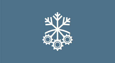 Snowflake and gears icon representing cold technology and mechanical systems.