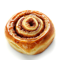 Fototapeta premium Golden Cinnamon Roll with Glazed Swirls