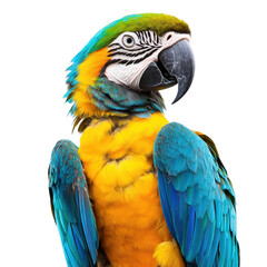 Fototapeta premium Colorful macaw parrot isolated on a white transparent Background