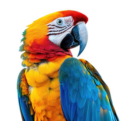 Naklejka premium Colorful macaw parrot isolated on a white transparent Background
