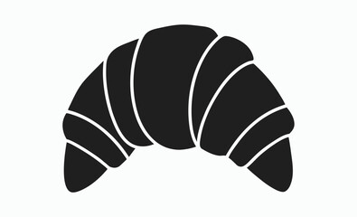 Croissant silhouette, A Delicious Croissant Pastry in Simple Black and White Outline Style Perfect for Breakfast or a Snack Presented as a Silhouette This croissant silhouette