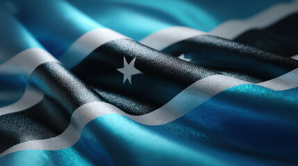 Botswana Flag Detail: Macro Shot of Waving Fabric with National Symbol