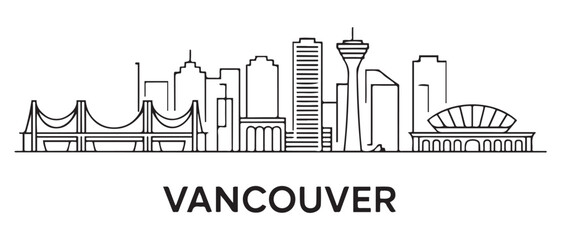 Obraz premium Vancouver Skyline Line Art Vector Cityscape. with white background
