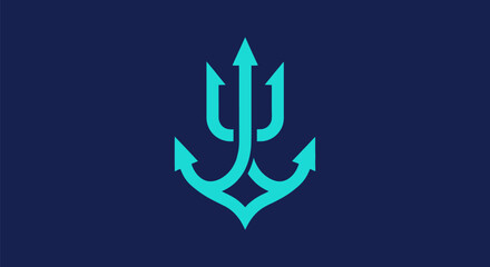 Modern Trident Anchor Symbol for Nautical Design.