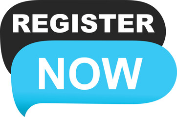 Register Now Chat Bubble Icon – Modern Call to Action Label for Web and App Design