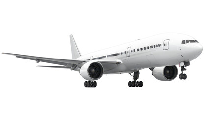 Commercial airplane isolated on a white transparent Background