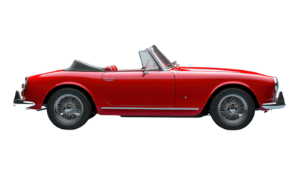 Cabriolet red car isolated on a white transparent Background