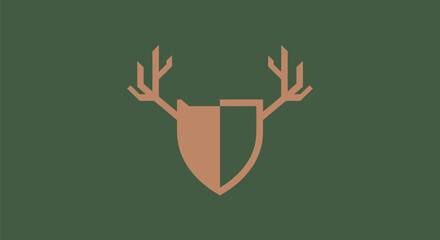 Stylized Deer Antlers and Shield Logo.