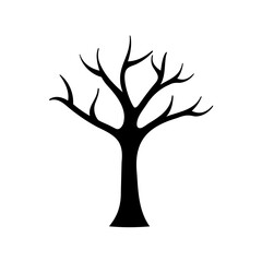 Silhouette of a leafless tree against white background representing autumn season