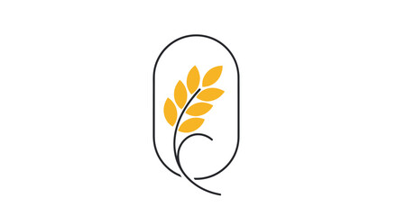 Minimalist Wheat Line Art Logo Design.