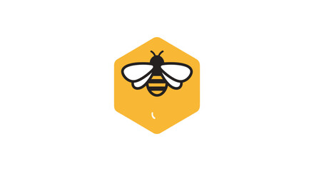 Stylized bee in yellow hexagon logo graphic.