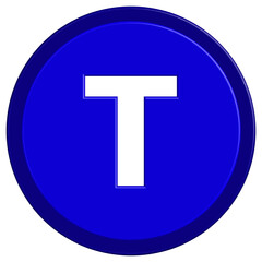 Plastic Credit Token Glossy Icon. Blue 3D vector button for environmental finance, cryptocurrency, and sustainability projects.