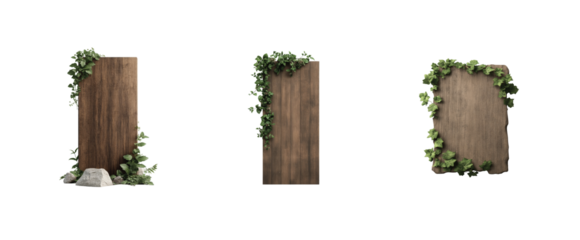 Rustic wooden panels with climbing ivy for nature themed designs