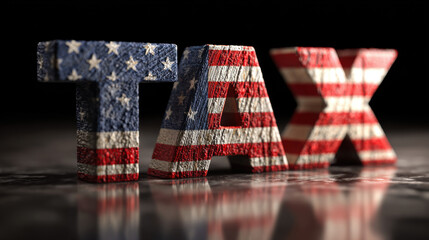 TAX Letters with American Flag Texture - Fiscal Policy