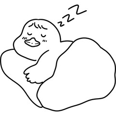 The little duck is sleeping 
