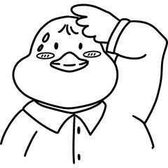 Cute duck line art illustration cartoon design